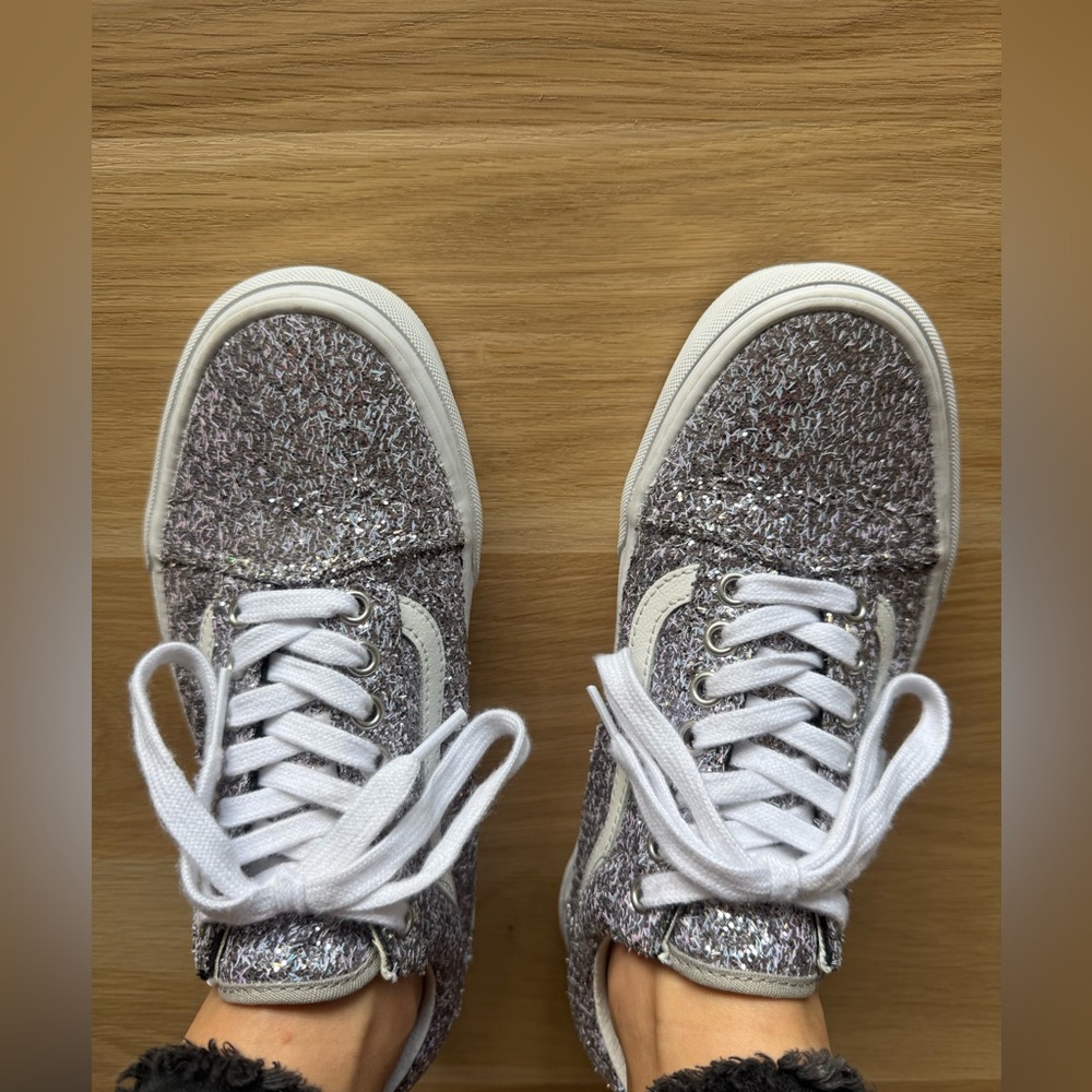 ❤️ Vans Ultra Sparkly Silver Old Skool Skater Shoes ❤️ F5
